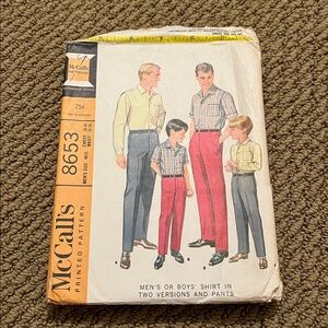 Vintage McCalls Sewing Pattern Mens and Boys Shirt and Pants